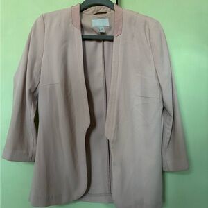 H&M Blush Pink Open-Front Collarless Blazer